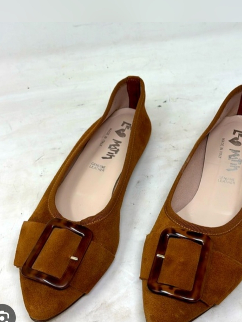 Cognac Suede Italian Leather Flags With Buckle Size 8.5